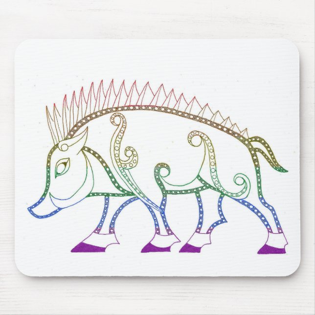 Rainbow Boar Mouse Mat (Front)