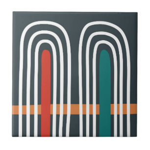 Rainbow boho art abstract design tile