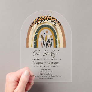 Rainbow Boho Baby Shower Acrylic Invitations