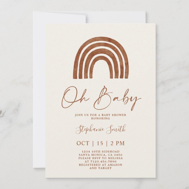 Rainbow Boho Baby Shower Invitation (Front)