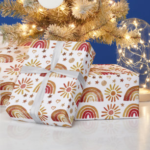 Rainbow Boho Birthday Baby Shower Gender Neutral Wrapping Paper