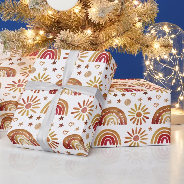Rainbow Boho Birthday Baby Shower Gender Neutral Wrapping Paper (Holidays)