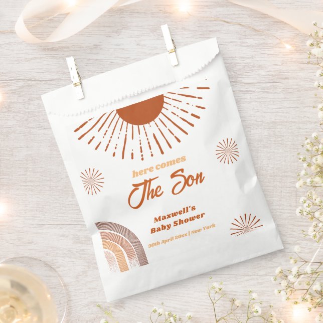 Rainbow Boho Here Comes The Son Baby Shower  Favour Bags (Clipped)