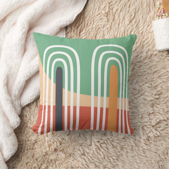 Rainbow boho line art cushion (Blanket)