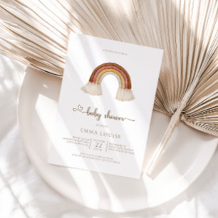 Rainbow Boho Neutral Baby Shower  Invitation