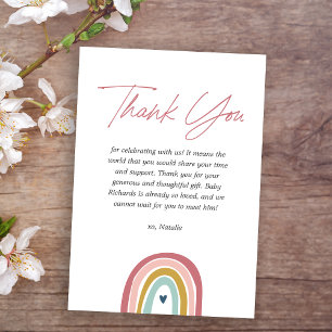 Rainbow Boho Pink Blue Baby Shower Thank You Card