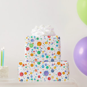Rainbow Boho Polka Dot Watercolor Wrapping Paper
