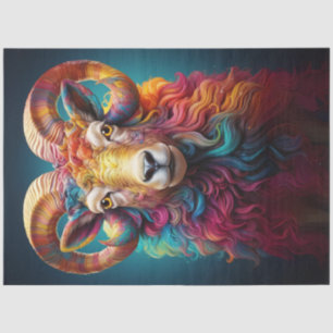 Rainbow Boho Ram Decoupage  Tissue Paper