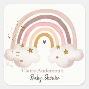 Rainbow Boho Sticker Pastel Rainbow Baby Shower