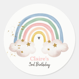 Rainbow Boho Sticker Pastel Rainbow Birthday