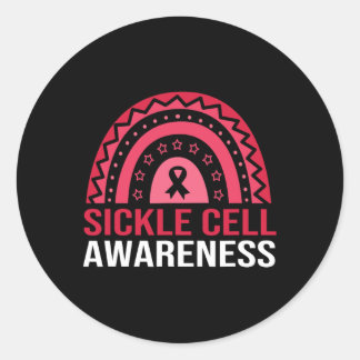 Rainbow Boho Wear Burgundy Sickle Cell Awareness  Classic Round Sticker