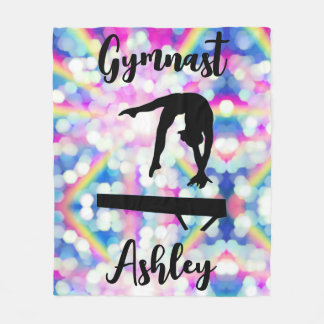 Rainbow Bokeh Blast Gymnastics Beam Personalised Fleece Blanket