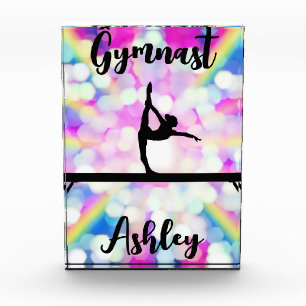 Rainbow Bokeh Blast Gymnastics Beam Personalised Photo Block