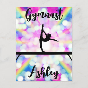 Rainbow Bokeh Blast Gymnastics Beam Personalised   Postcard