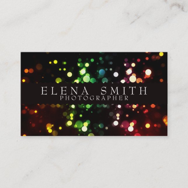 Rainbow Bokeh Photographer Business Card (Front)