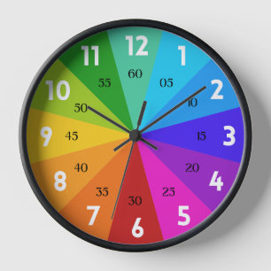 Rainbow Bold Colour Palette Learn to Tell Time Kid Clock