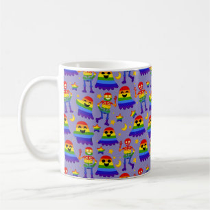 🦇🌈 Rainbow Bones & Stars Coffee Mug