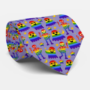 🦇🌈 Rainbow Bones & Stars  Tie