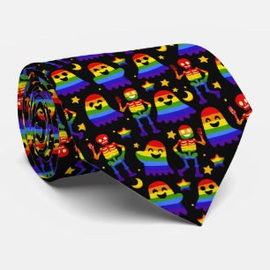 🦇🌈 Rainbow Bones & Stars Tie