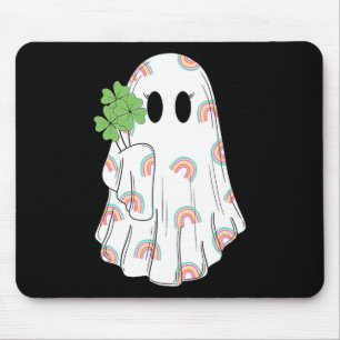 Rainbow Boo Shamrock Ghost St Patrick's Day Spooky Mouse Mat