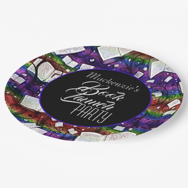 Rainbow Book Launch Party Paper Plate (Angled)