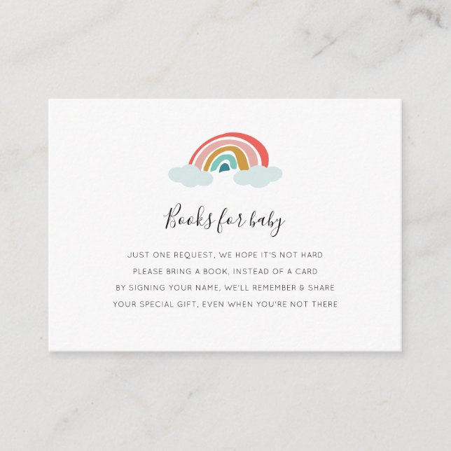 Rainbow Book Request Baby Shower Card (Front)