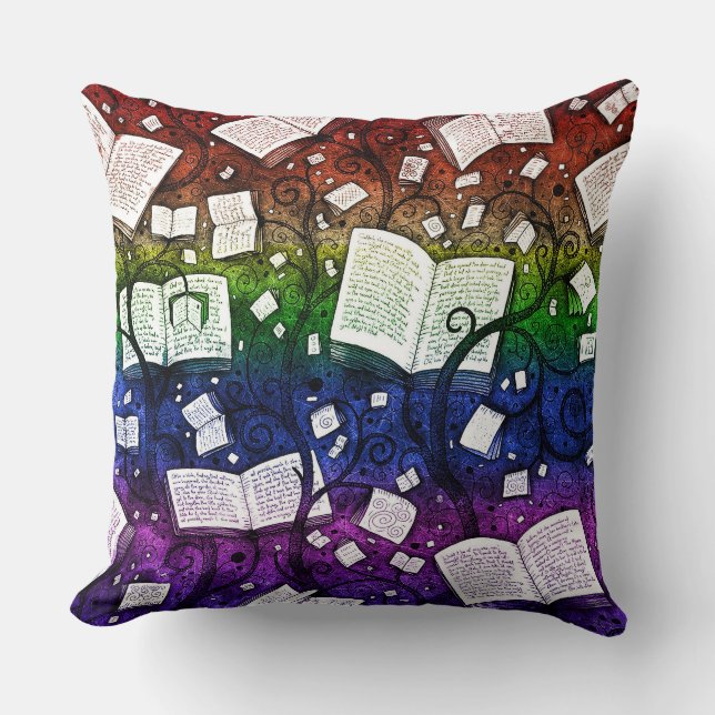 Rainbow Books Background Cushion (Front)
