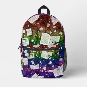Rainbow Books Background Printed Backpack