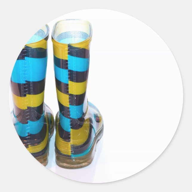Rainbow Boots Classic Round Sticker (Front)