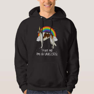 Rainbow Borzoi Trust Me Im A Unicorn Dog Hoodie