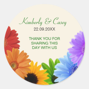 Rainbow Bouquet Wedding Classic Round Sticker