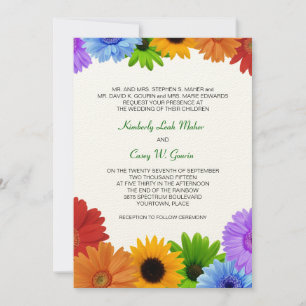 Rainbow Bouquet Wedding Invitation