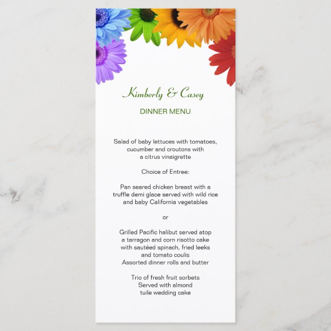 Rainbow Bouquet Wedding Menu (Front)