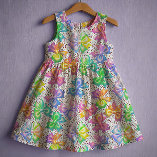 Rainbow bows and polka dots fabric