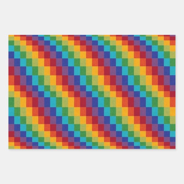 Rainbow Boxes Wrapping Paper Sheet (Front)