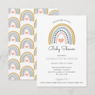 Rainbow Boy Baby Shower Digital Download Invitation