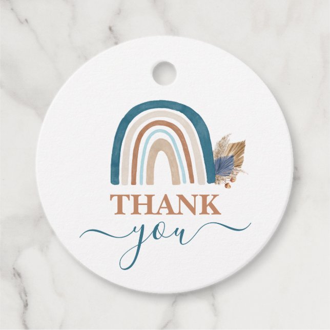 Rainbow boy Baby Shower Favour Tags (Front)