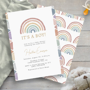 Rainbow Boy Baby Shower Invitation