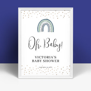 Rainbow Boy Baby Shower Welcome Sign
