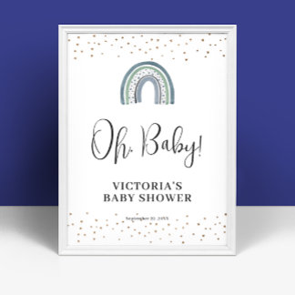 Rainbow Boy Baby Shower Welcome Sign