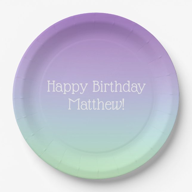 Rainbow Boy Birthday Party Paper Plate (Front)