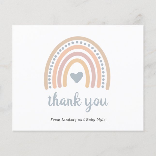 Rainbow Boy Budget Baby Shower Thank You Card (Front)