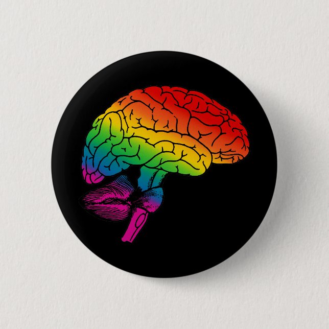 Rainbow Brain 6 Cm Round Badge (Front)
