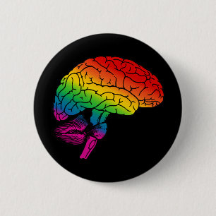 Rainbow Brain 6 Cm Round Badge