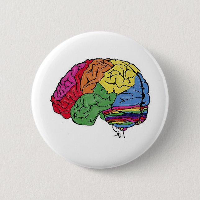 Rainbow Brain 6 Cm Round Badge (Front)