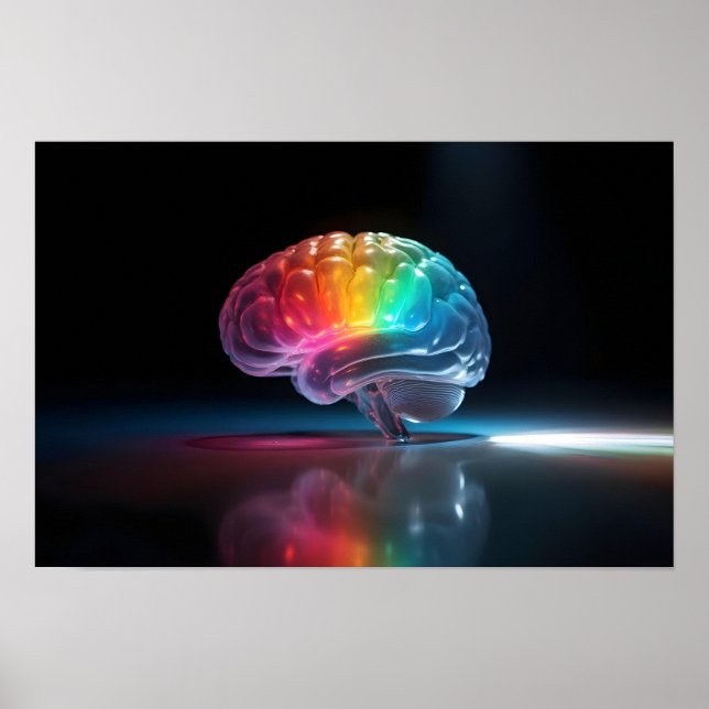 Rainbow Brain Glow Autism Neurodiversity Awareness Poster (Front)