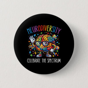 Rainbow Brain Neurodiversity Brain Autism 6 Cm Round Badge
