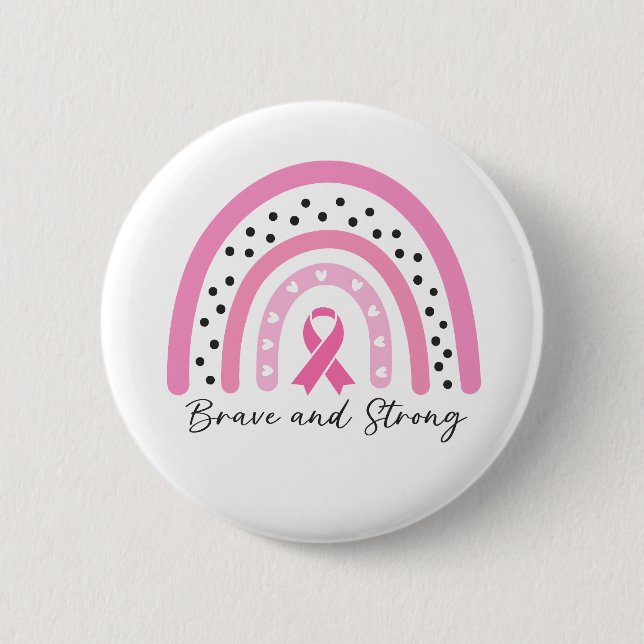 Rainbow Breast Cancer Pink Ribbon Awareness 6 Cm Round Badge (Front)