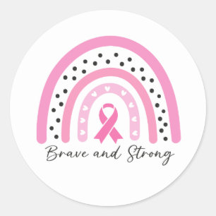 Rainbow Breast Cancer Pink Ribbon Awareness Classic Round Sticker