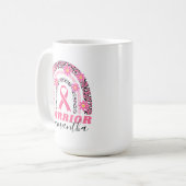 Rainbow Breast Cancer Warrior with Name Coffee Mug (Front Left)